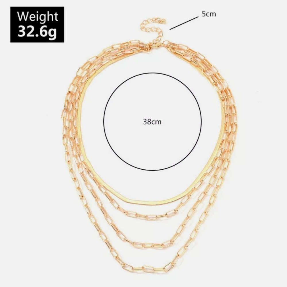 MULTILAYER CHUNKY CHAIN BIG PENDANT NECKLACE CHOKER - Picture 2 of 9